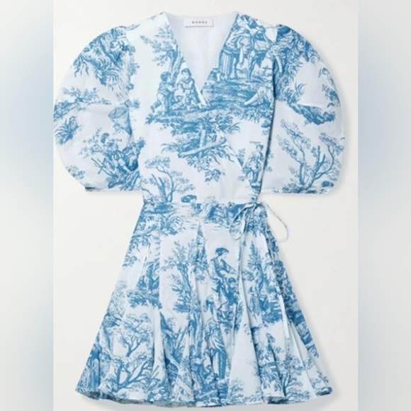 RARE Rhode ROSIE COTTON MINI WRAP DRESS IN FRENCH WHITE TOILE - Picture 4 of 9